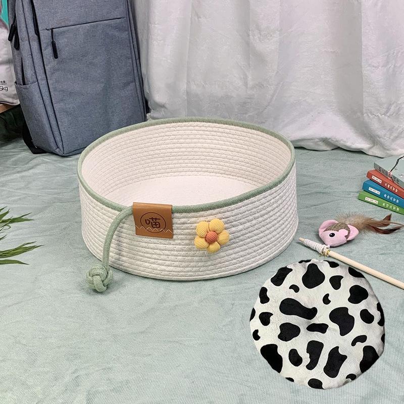 Cat Nest Rattan Summer Cool Nest Cat Nest Universal Cat Scratching Board for All Seasons One-piece Nest Deep Sleep Washable