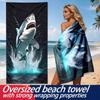 shark leaps out of the water polyester microfiber beach towel is highly absorbent, suitable for swimming and beach outings