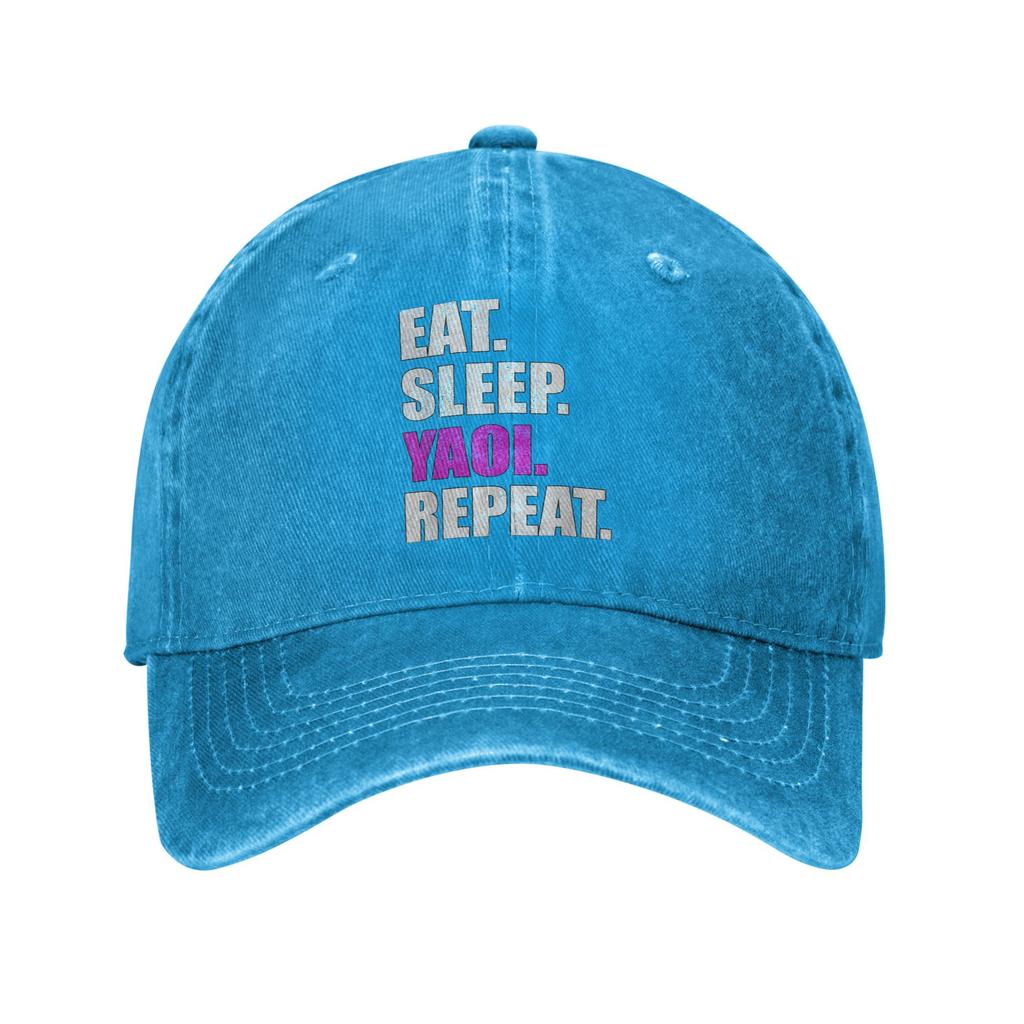 Eat Sleep Yaoi Repeat Washed Baseball Cap  Streetwear Sun Hip Hop Hats Summer Unisex-Teens Tennis Skate Snapback Cap