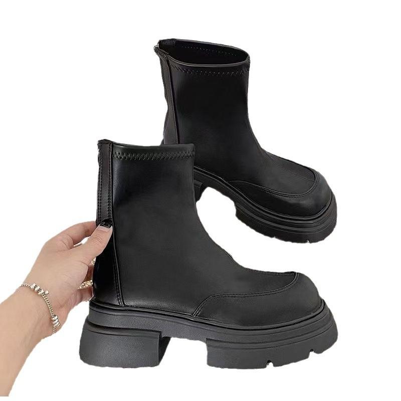 Thick-soled Martin Boots Women's 2025 New Spring and Autumn Fashion Single Boots Small Boots Show Height and Thin Boots Popular Short Boots