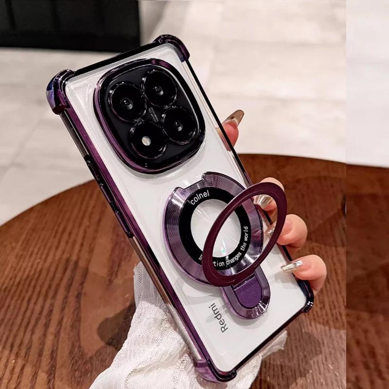 Πολυτελής Επιμετάλλωση Μαγνητική Βάση Αντικραδσμική Θήκη Για Xiaomi Redmi Note 14 13 Note14 Pro Plus 14C 14S 13C 4G 5G Κάλυμμα με Υποστήριγμα