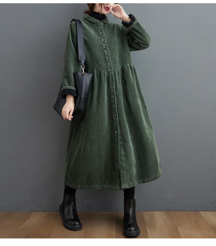 

Осеннее бархатное женское платье большого размера с длинными рукавами, вельветовое повседневное теплое пальто 2XL