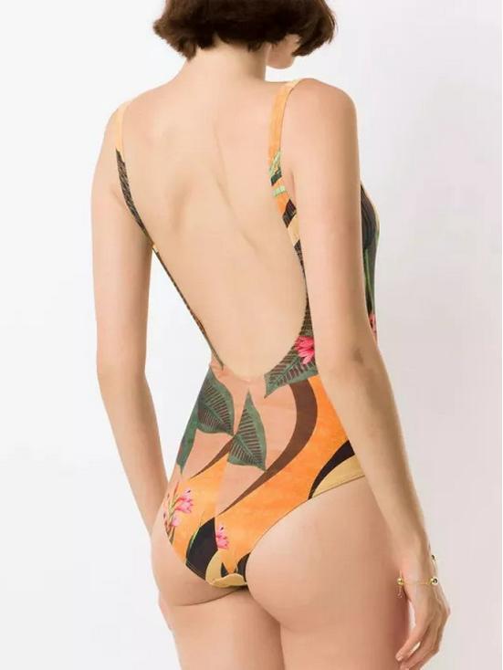 Costum de baie retro slim fit european și american 2024 dintr-o piesă pentru plajă și izvoare termale