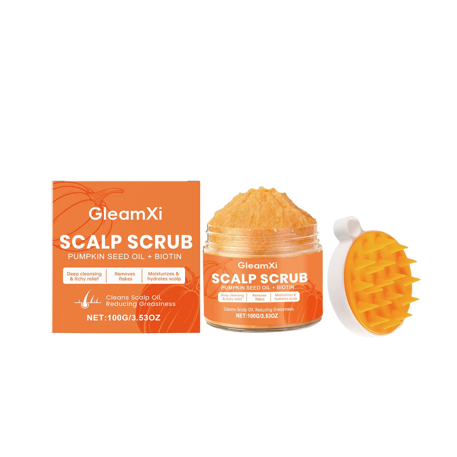GleamXi Pumpkin Seed Scalp Scrub: Moisturizing, Volumizing, Shine-Boosting Hair Care