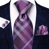 Hi-Tie Viola Unito Paisley Seta Cravatta da Matrimonio per Uomo Design Novità Fazzoletto Gemelli Regalo Set Cravatta Uomo Festa Business Dropshipping