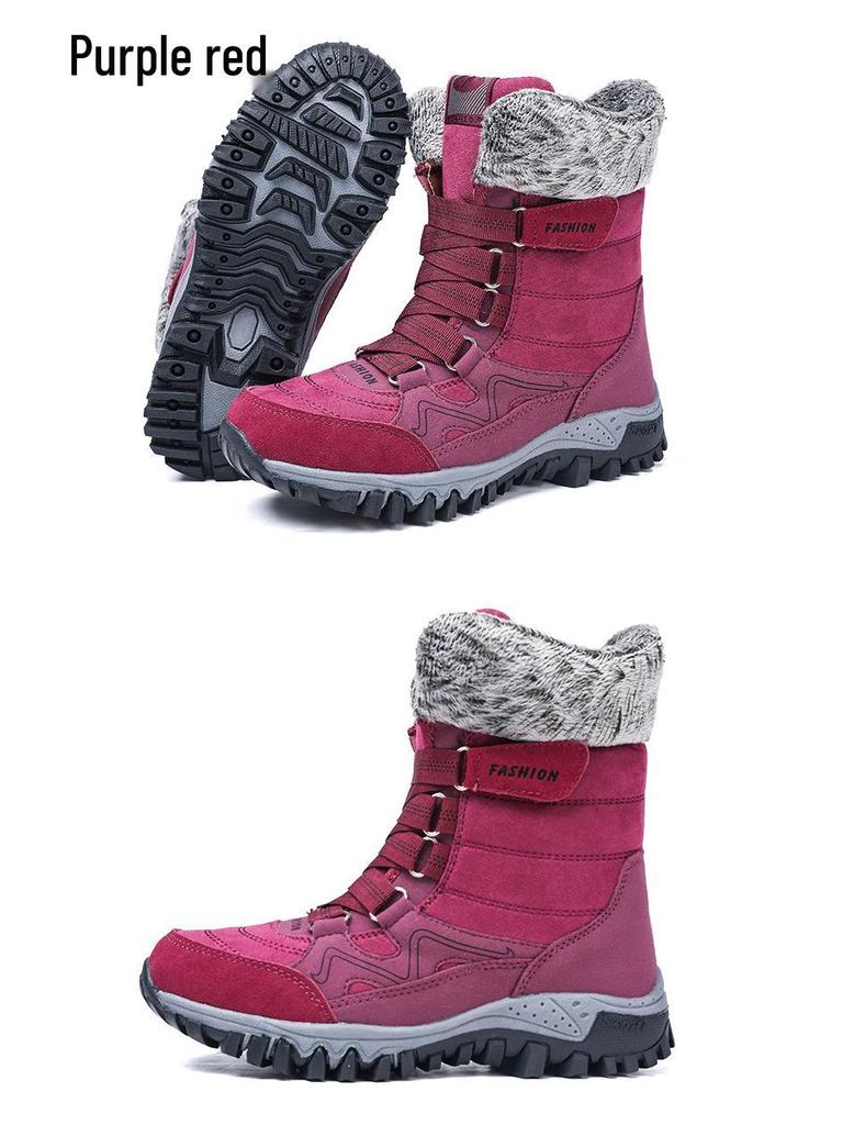 Plus Size Women's High-Top Snow Boots – Autumn/Winter Bestseller, Velvet Lined and Warm.