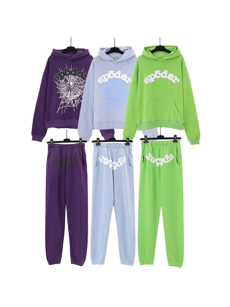 Unisex Sp5der 555 Stern Schaumstoffdruck Baumwoll Hoodie und Jogginghosen Set
