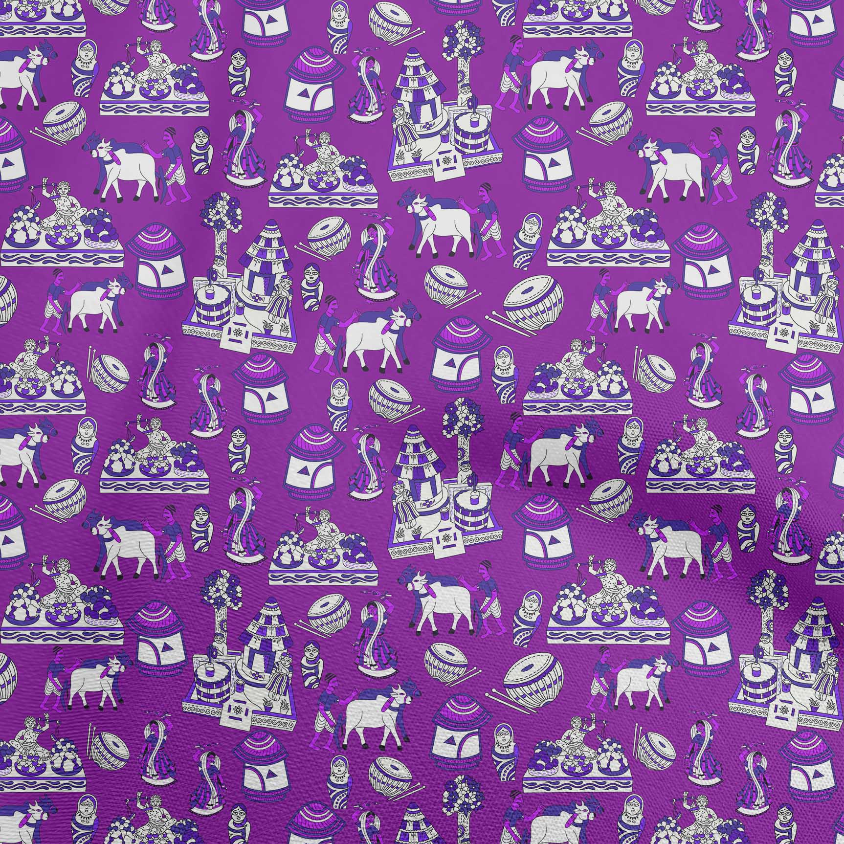 

oneOone Бавовняна флекс помаранчева тканина Каламкарі Традиційний швейний матеріал Тканина з принтом у дворі 40 дюймів 42 Inch Wide - Viscose Chiffon Фіолетовий