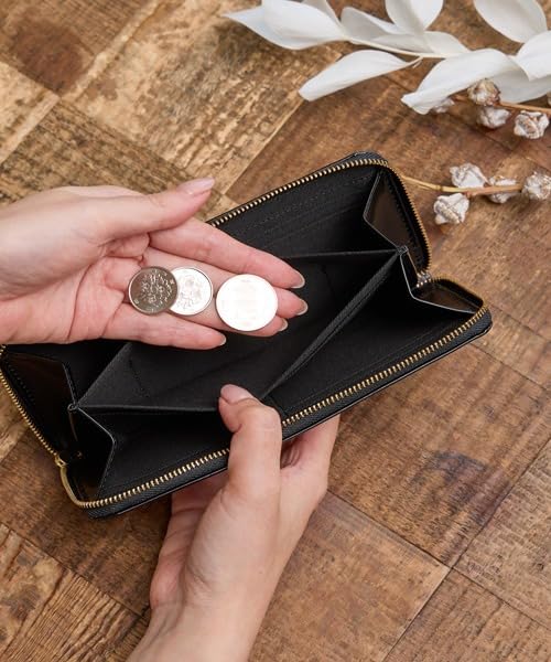 ZUCCHERO Official Long Made in Round Slim Polka Dot Moss 55455 Women's Wallet, Japan, Design, Green,