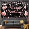 Birthday Party Decors Backdrops Golden Pink Blue Black Balloon Cake Adult Customized Poster Baby Kid Banner Vinyl Backgrounds