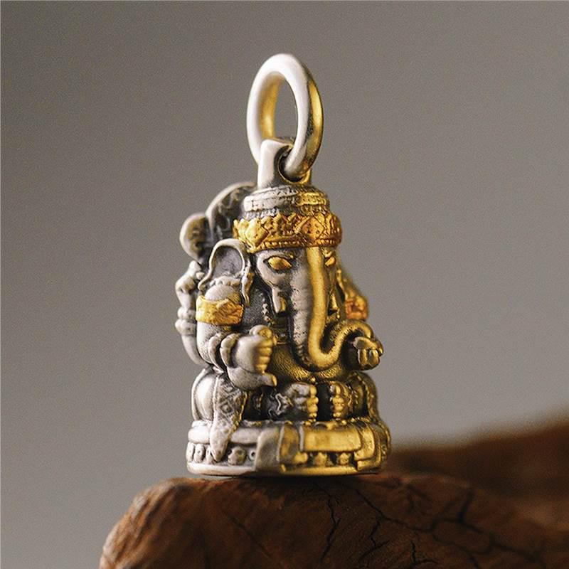 

925 Silver Wealth God Elephant Pendant: Retro Handmade Fashion Jewelry