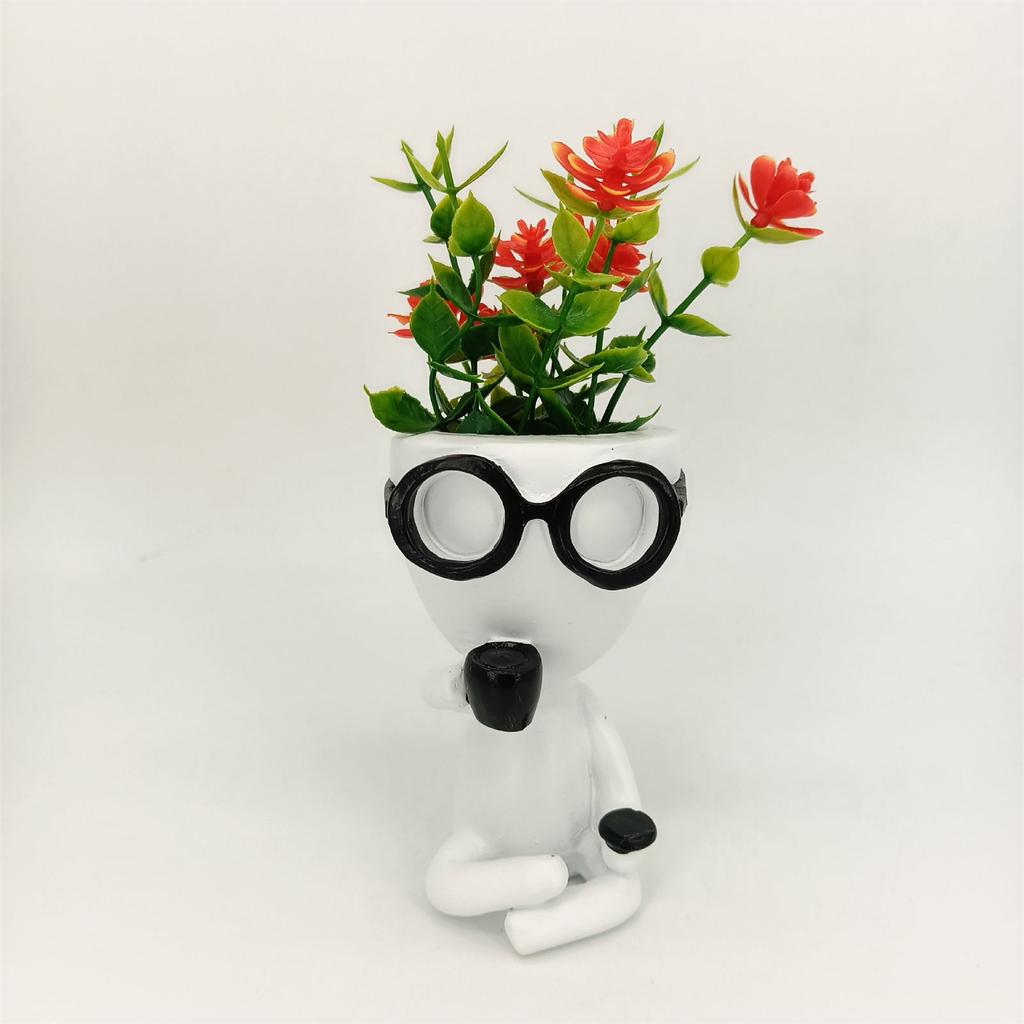 Mini Plant Pots Flowerpot People Holding Coffee Indoor Office Decoration Outdoor Planters Bookshelf Decoration