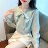 New Fashion Long Sleeve Bow Collar Ruffles Chiffon Blouse Shirt Women Tops J398