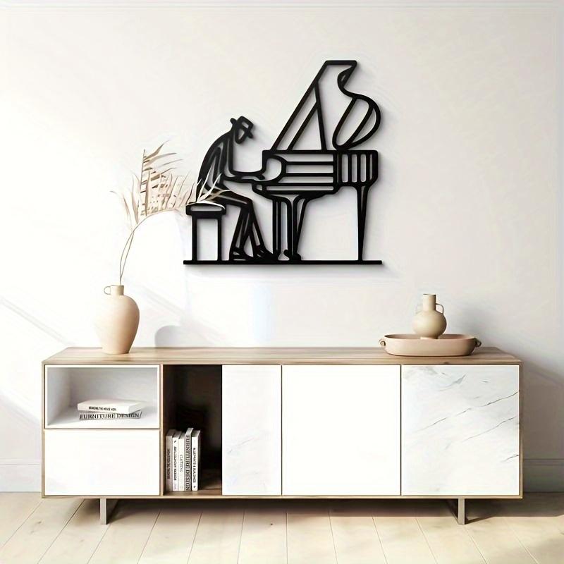 1pc Jazz Pianist Metal Wall Art Minimalist Music Decor Modern Home Office Gift