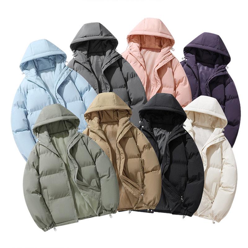 Autumn Winter Men's Parkas Windproof Cotton-Padded Thickened Hooded Puffer Jackets Casual Loose Fit Bread Cotton Outerwear