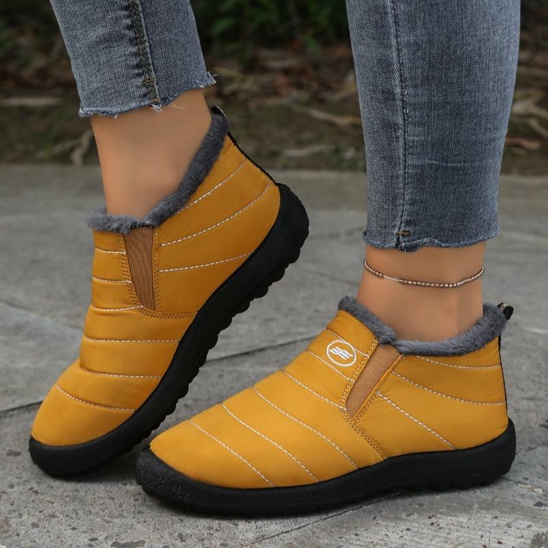 Women’s Large-Size Fleece-Lined Cotton Snow Boots, Warm Thickened Casual Shoes