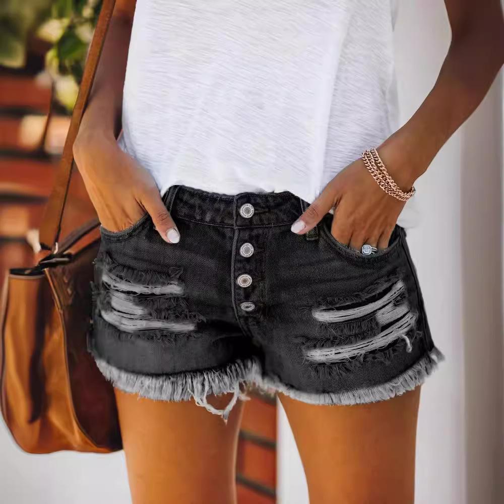In Mid Waist Summer Womens Jeans Shorts Jeans Short Length High Waisted Streetwear Workwear Denim Short Pants