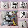 Banksy Uncovering Art Pillow Case Plush Fabric Soft DoubleSided Printed Sofa Warm Winter Home Gift Cushion Cover