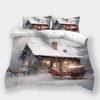 Christmas Snow Scene 3D Printed Polyester Pillowcase Quilt Cover Two Or Three Piece Set