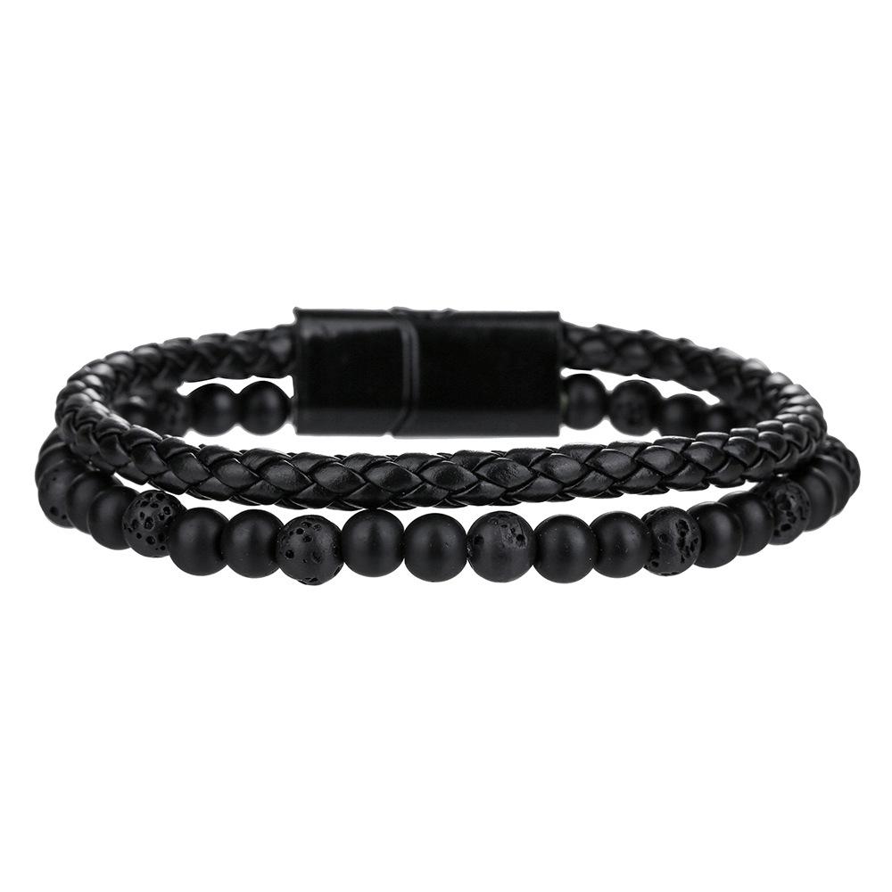 Hot Selling Men s Bracelet Multi-layer Cross Natural Stone Bracelet Woven Leather Bracelet, Tiger s Eye Bracelet