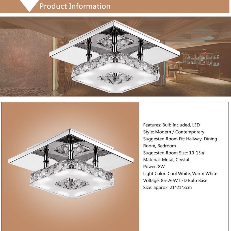 Modern Dekoratif Kare Yüzükler Kristal Tavan Işık Led Tavan Lambası Gömme Montajlı Aydınlatma Armatürleri