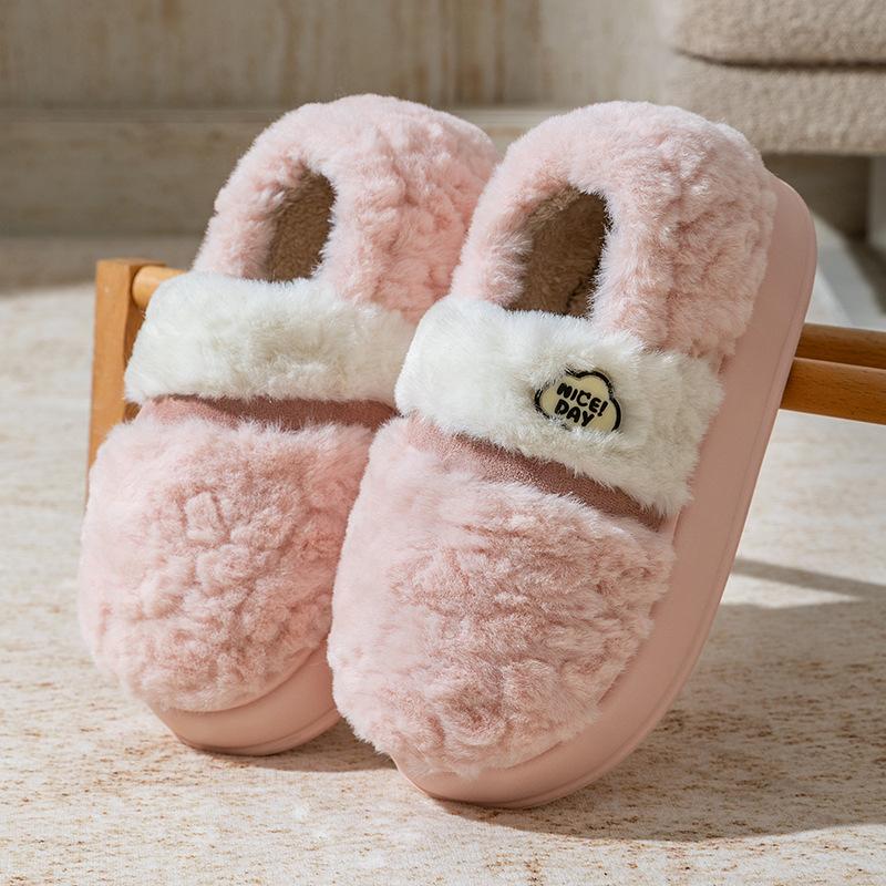 Thick Bottom Non-slip Couple Cotton Slippers Winter Home Plush Warm Cotton Slippers Indoor Household Plush Mop