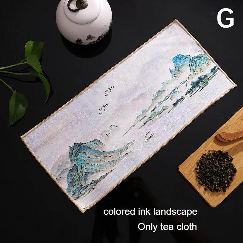 

1pc Kung Fu Tea Towel with Ancient Style Thick and Absorbent Multifunctional High-end Painted Tea Cloth 30x16cm