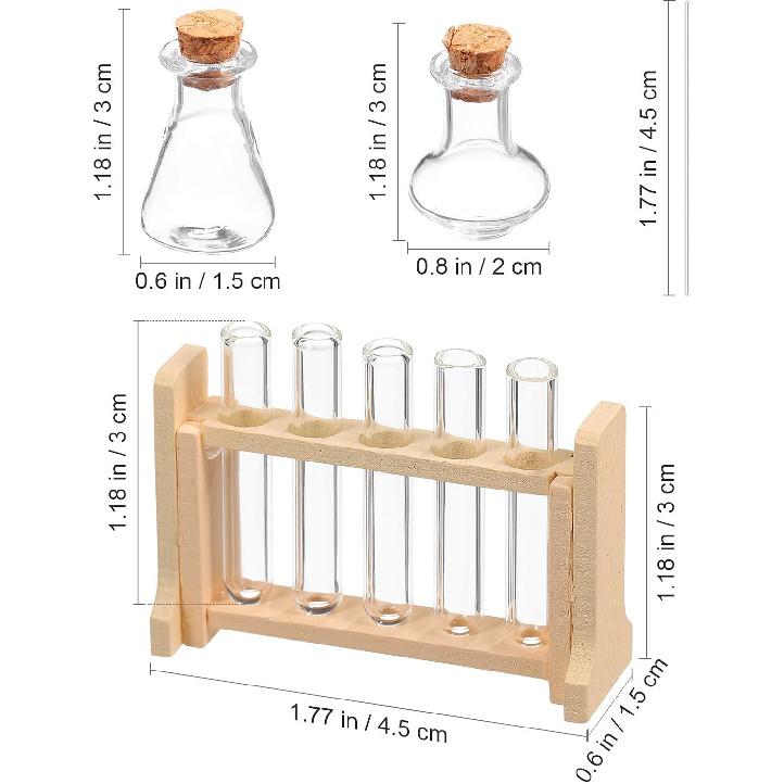 BESTonZON 2 Sets Scale Equipment Glass Household Doll House Set Dollhouse Miniature Test Tubes Wood Decorations Tiny House Test Tubes Mini House
