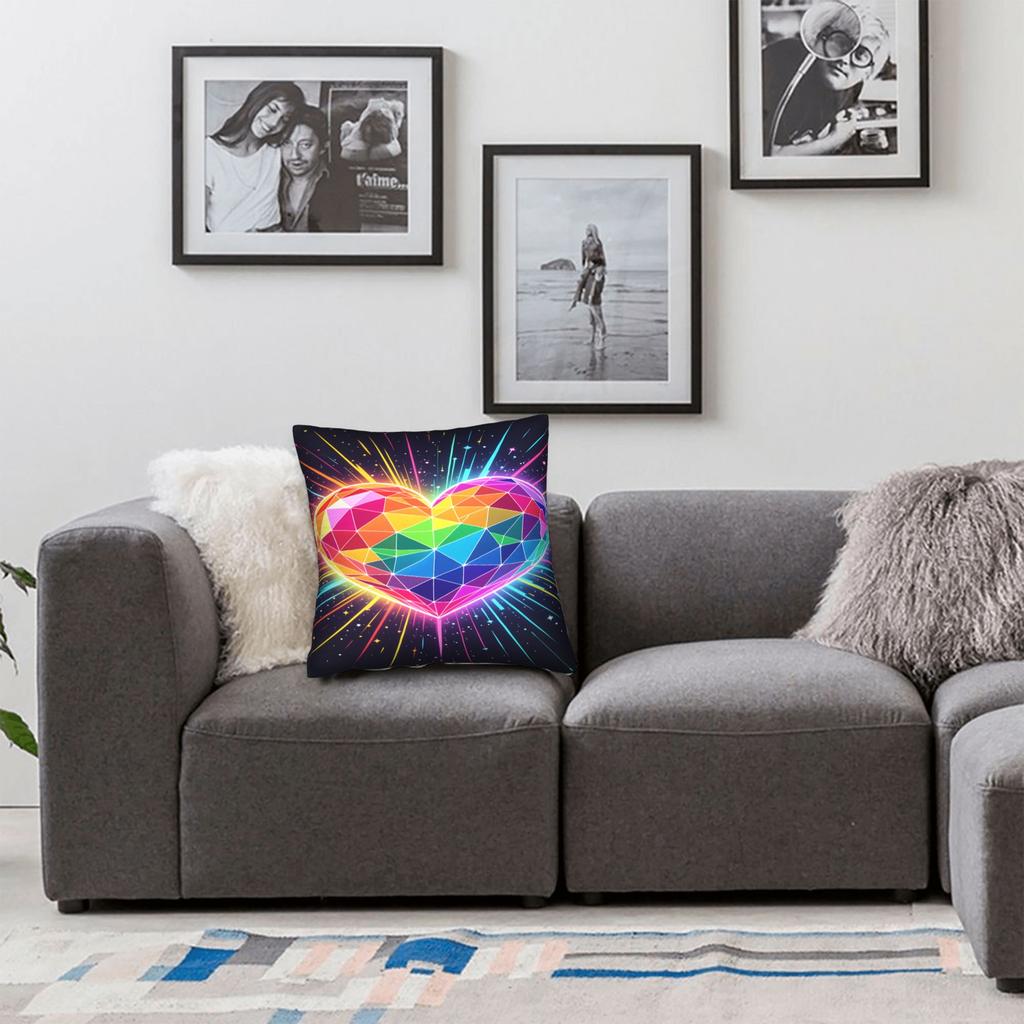 Colorful Heart Pillow Case Comfy Pillow Cover For Couch Sofa Bedroom Kawaii Cushion Cover