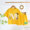 SpongeBobs T-shirt Shorts Set Kids Cute Letter A-Z Tees Pants Children Summer Outdoor Sports Short Sleeve Trousers Boy Girl Gift