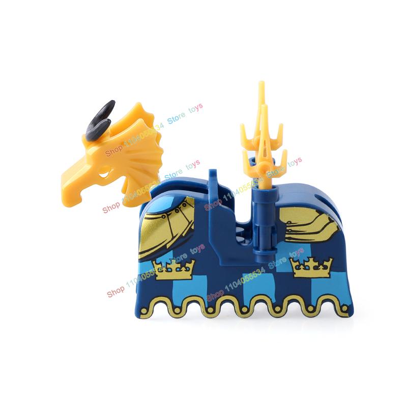 MOC Medieval Military Series Castle Roman Knight Horse Saddle Soldiers War Horses Building Block Accessories Kids Education Toy