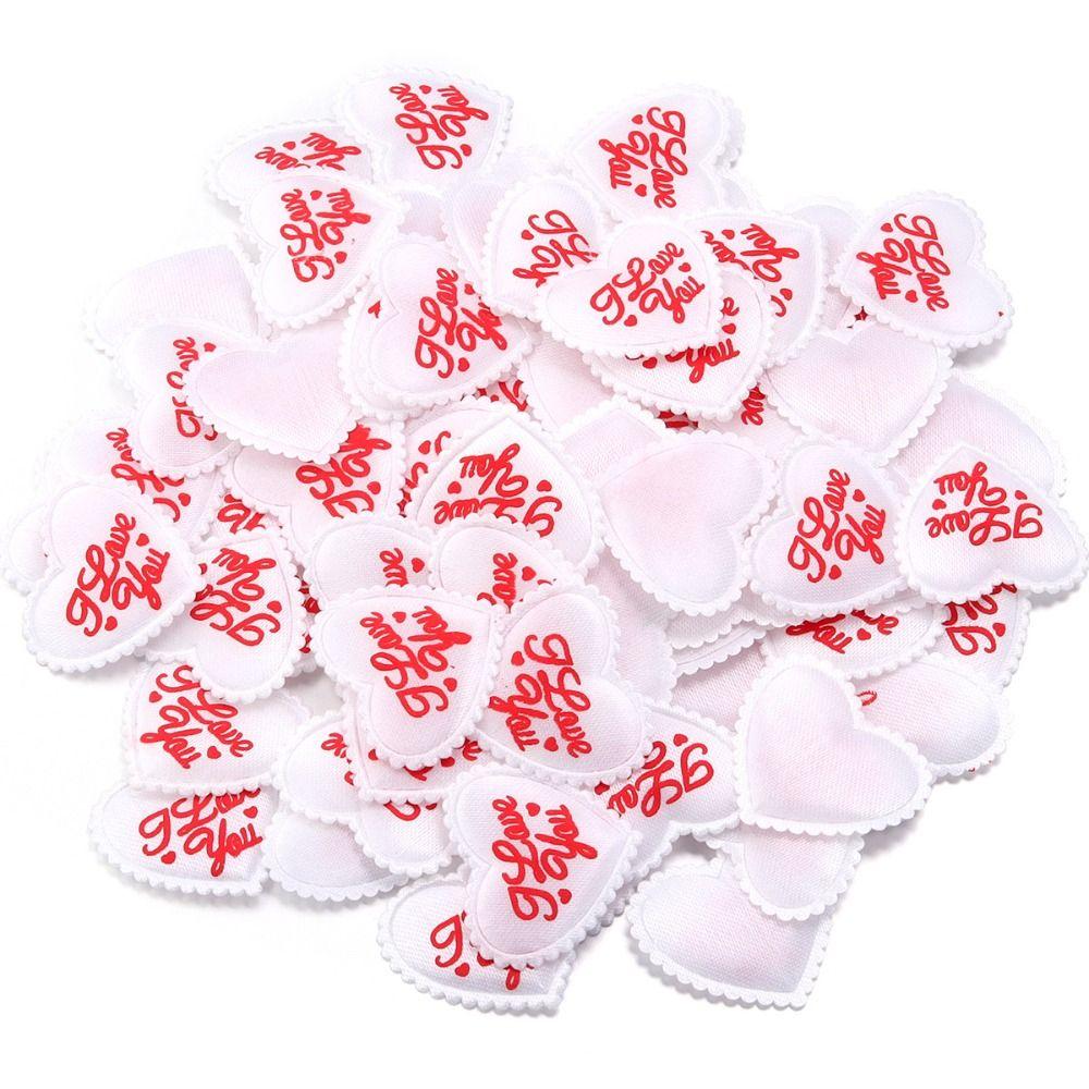 50PCS 35mm Diameter Satin Heart Petals Soft Texture Sponge Satin Material Wedding Petals Decoration Heart Shape