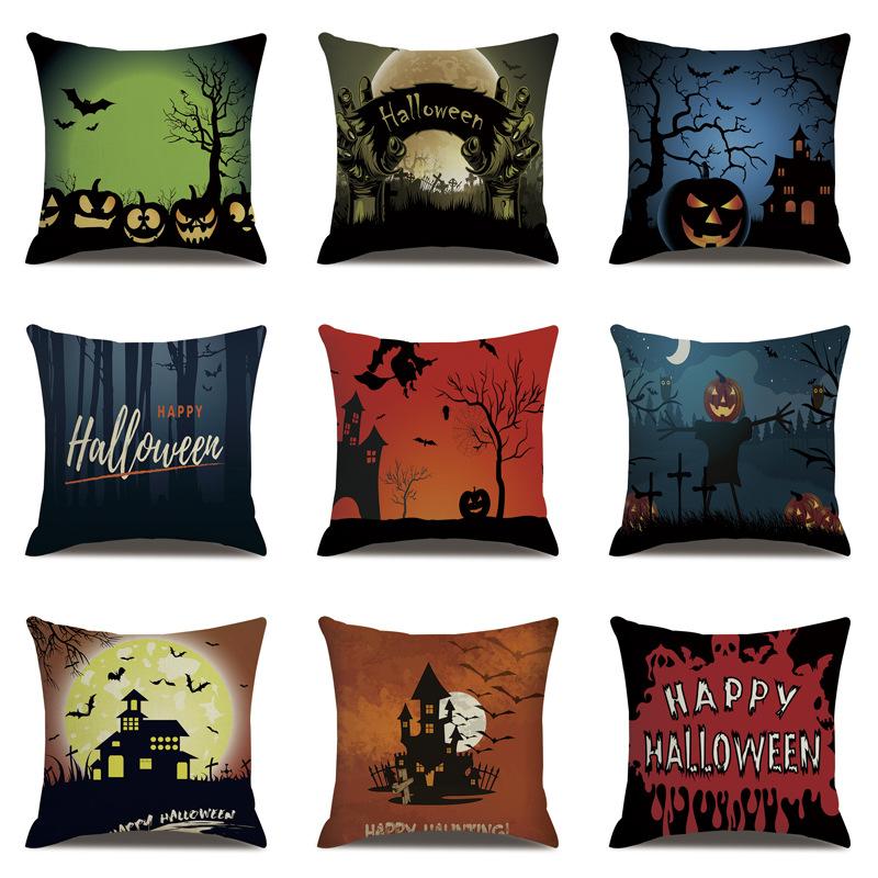 Halloween Linen Pillow Cover Printed Pillow Cover