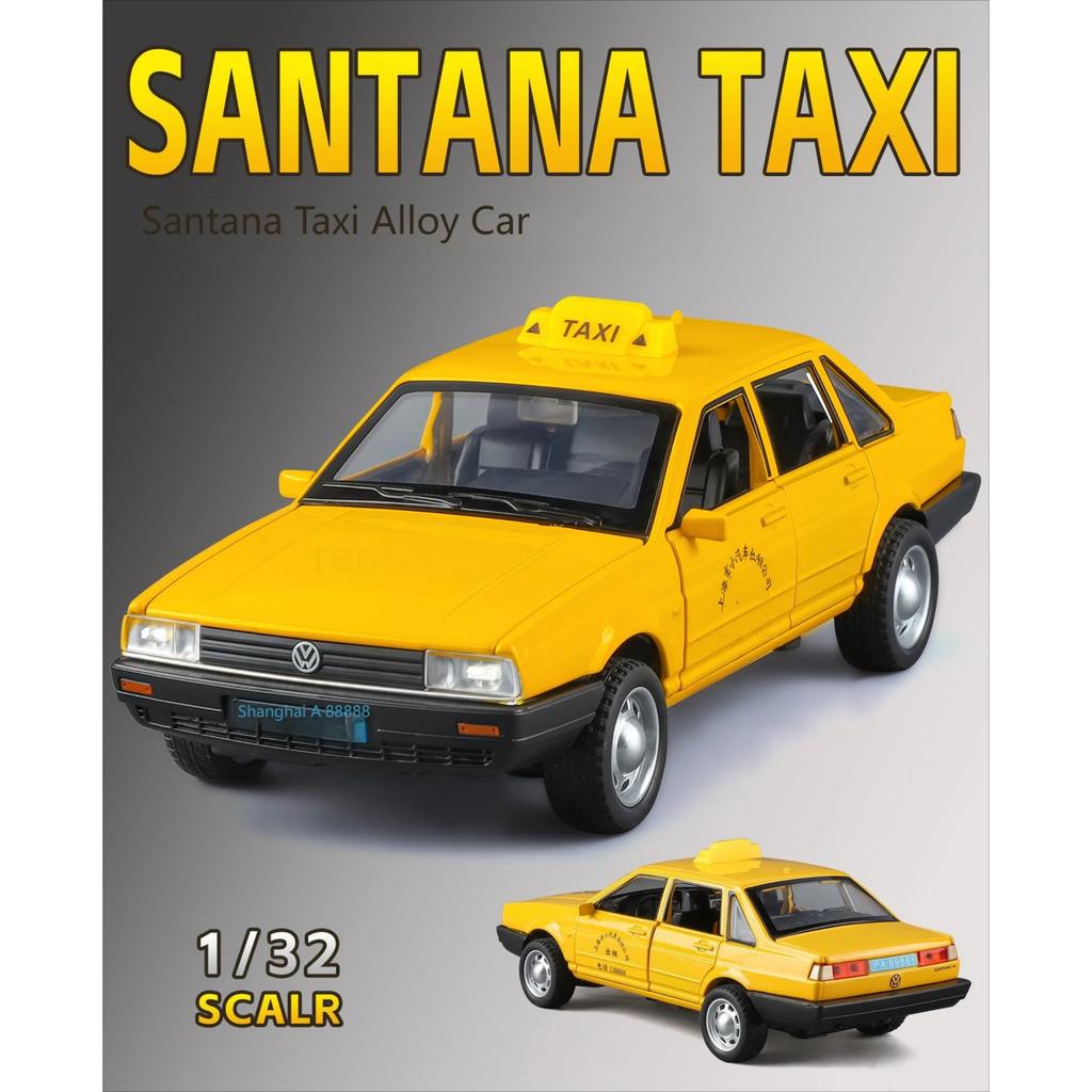 1/32 Volkswagen Santana Taxi Alloy Diecast Model Car Home Decoration Collectibles Miniature High Simulation Vehicle Holiday Gift
