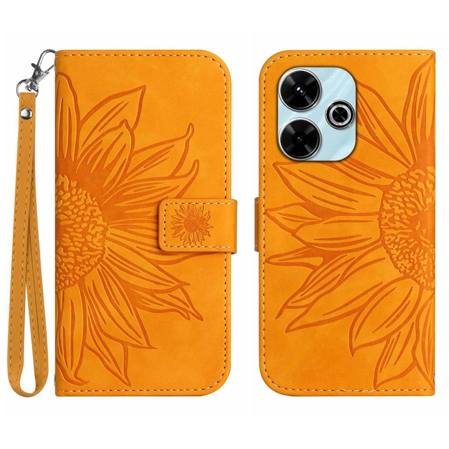 

HT04 Для Xiaomi Redmi 13 5G/13 4G Чехол Сумка из ПУ кожи Чехол для телефона Подсолнух Yellow