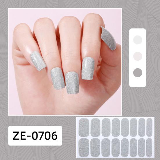 Glitter Nail Polish Strips with File Easy Apply Remove Self Adhesive Women Full Nail Sticker Home Manicure DIY Nail Art Decoration Wrap