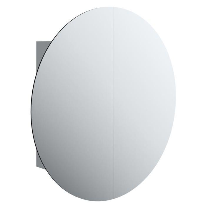 VidaXL Bathroom Cabinet Round Mirror and LED Storage Cabinet Vanity Unit Toilet Home Interior Grey 345589