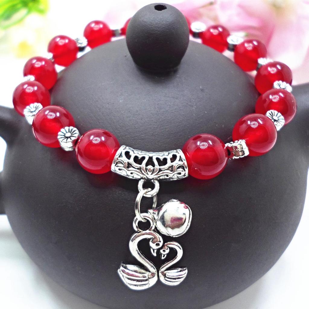 Red Agate Crystal Beaded Bracelet for Women - Handcrafted Couple Jewelry
