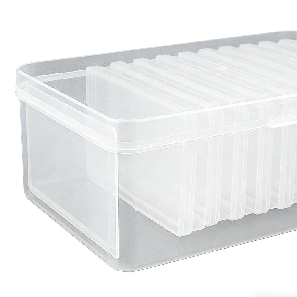 Transparent Plastic Storage Box with Buckle Closure Large Capacity 11 Compartments Storage Container For Card Jewelry Hardware