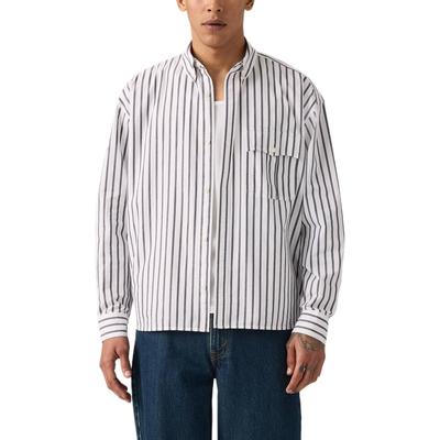 Levis Locker Bequem Gestreift Atmungsaktiv Kurz Knopf Langarmhemd Herrenhemden 004GC-0002