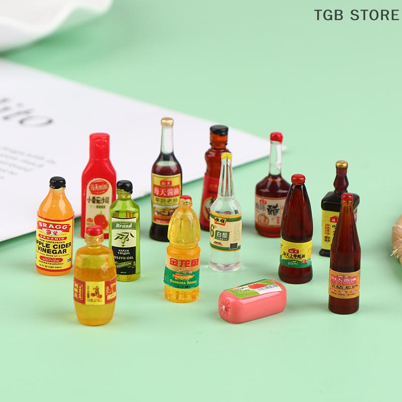 5Pcs Miniature Dollhouse Kitchen Condiment Oil Vinegar Soy Sauce Detergent Model For Dollhouse Accessories Decoration