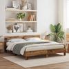 LED Bed Frame with Reclaimed Wood Look 200 x 200 cm Engineered Wood