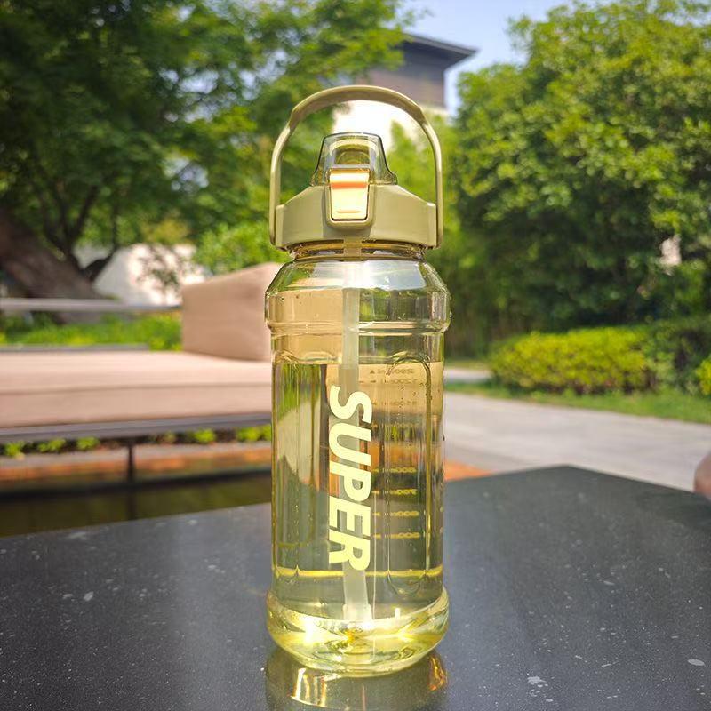 Large Capacity Portable Sports Water Bottle with Straw