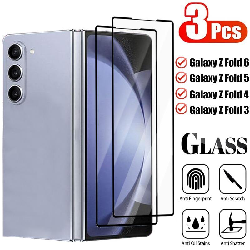 3-1Pcs Screen Protector For Samsung Galaxy Z Fold 6 5 4 3 9H Hardness Tempered Glass Protective Film For ZFold6 Zfold5 ZFold4 3
