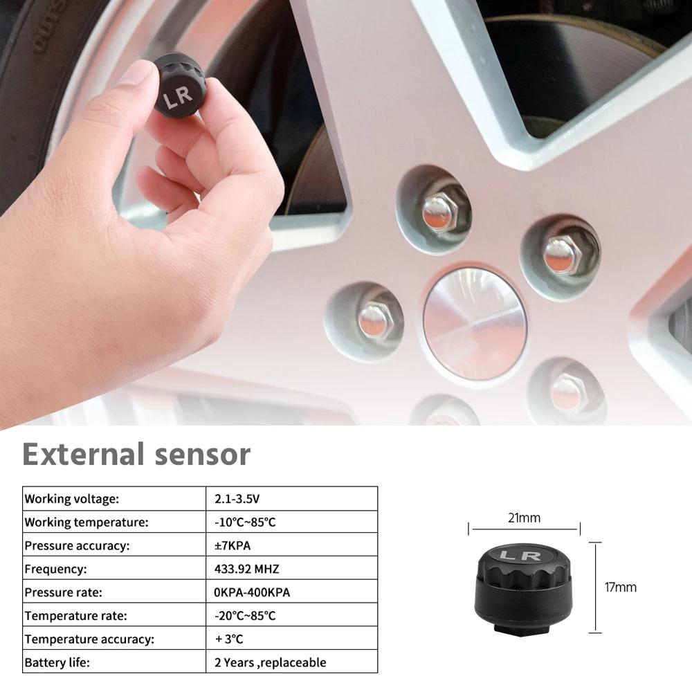 TPMS Solar Tire Pressure Sensor Car Tire Pressure Monitoring System with 4 Wheel External Sensors TMPS