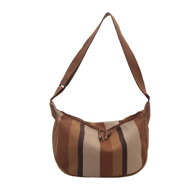 Striped Large Capacity Women's Bag New Casual Shoulder Bag Fashionable Commuter Dumpling Bag Lightweight Sports Crossbody Bag