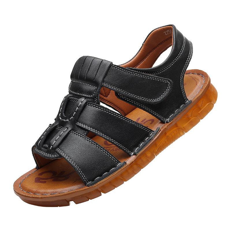 2024 Kvalitní Pánské Sandály Léto Sandály z Pravé Kůže Pánské Venkovní Ležérní Lehké Sandály Módní Pánské Pantofle Velikost 38-46