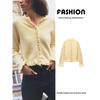 Za2025 Spring New Women's Clothing Single-Breasted Laminated Decoration Long Sleeves Crew Neck Casual Knitting Outwear 2756114