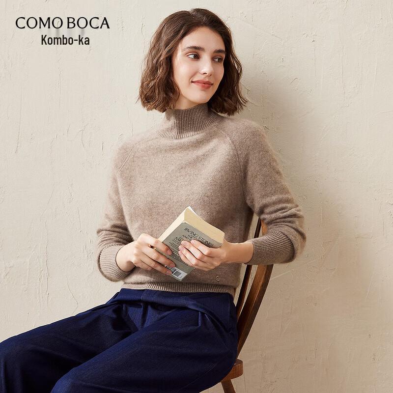 Komengboka Women s Semi-High Collar Brushed Cashmere Sweater XL
