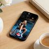 Painted Volleyball Phone Case For iPhone 16,15,14,13,12,17,Pro Max,Plus Silicone Black Case